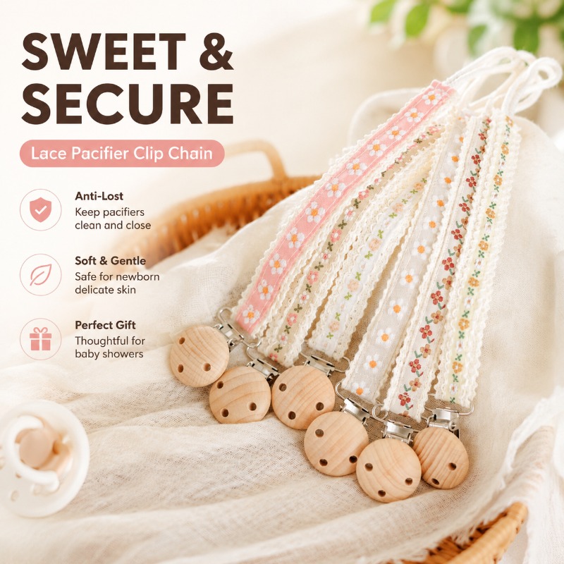 Baby Products In - Kanten speenclipketting voor pasgeborenen, anti-verloren speenhouder,